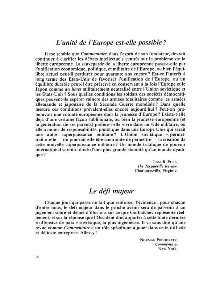 L’unité de l’Europe est-elle possible ?
 – page 1