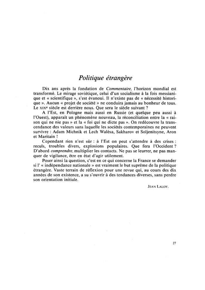 Politique étrangère
 – page 1