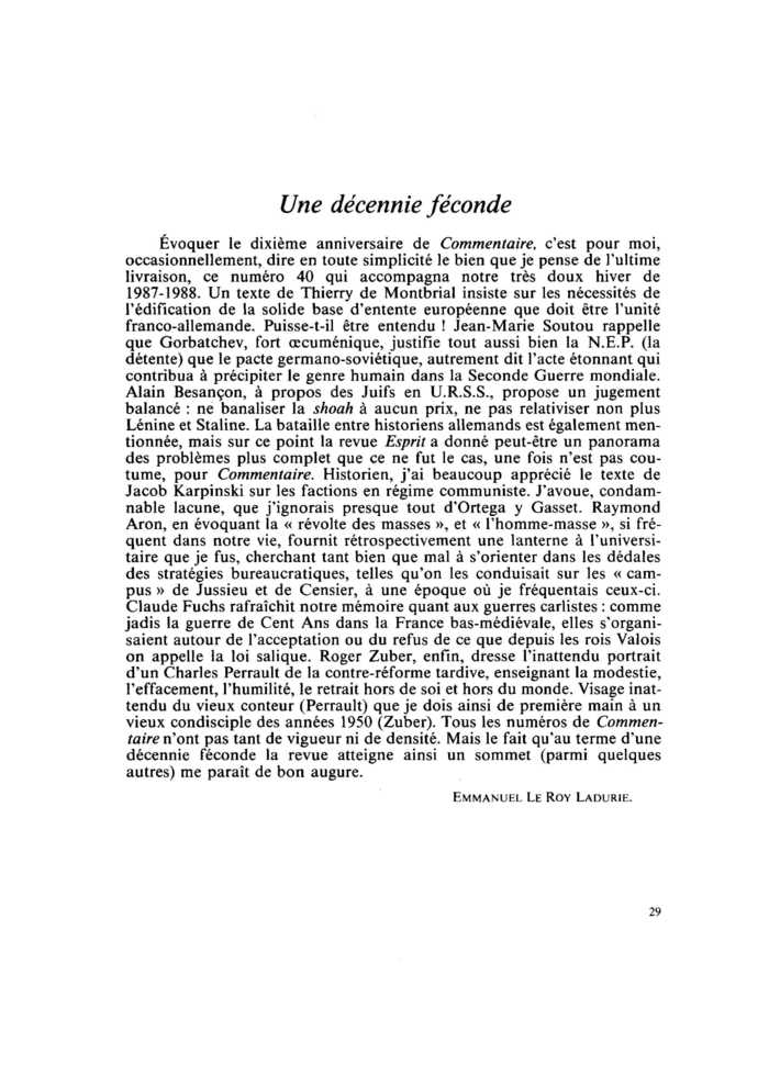 Une décennie féconde
 – page 1