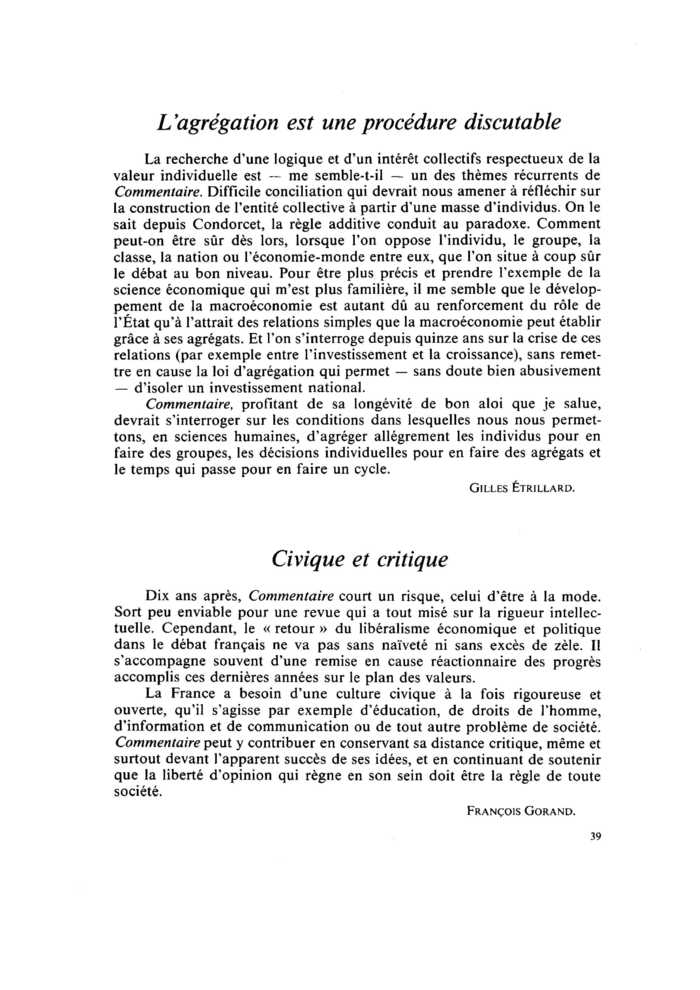 L’agrégation est une procédure discutable
 – page 1