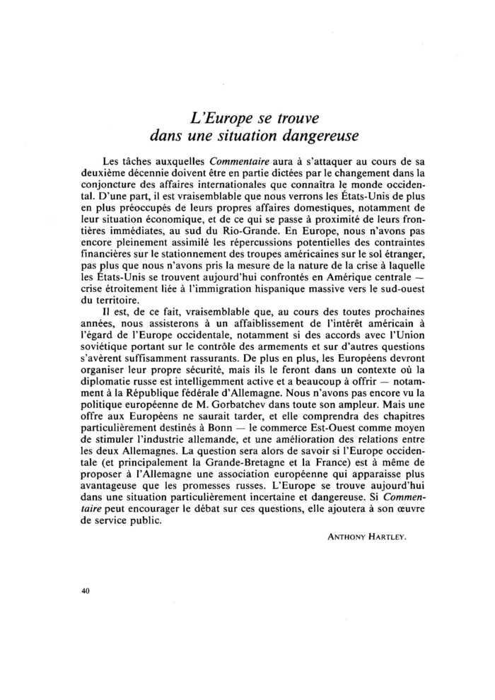 L’Europe se trouve dans une situation dangereuse
 – page 1