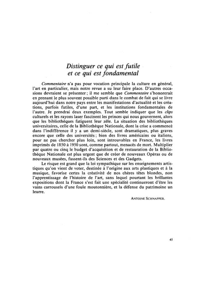 Distinguer ce qui est futile et ce qui est fondamental
 – page 1