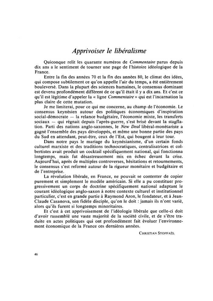 Apprivoiser le libéralisme
 – page 1