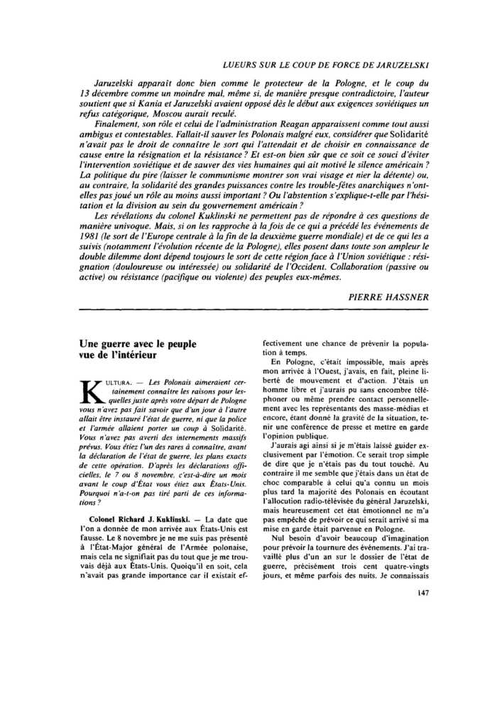 Lueurs sur le coup de force de Jaruzelski
 – page 1