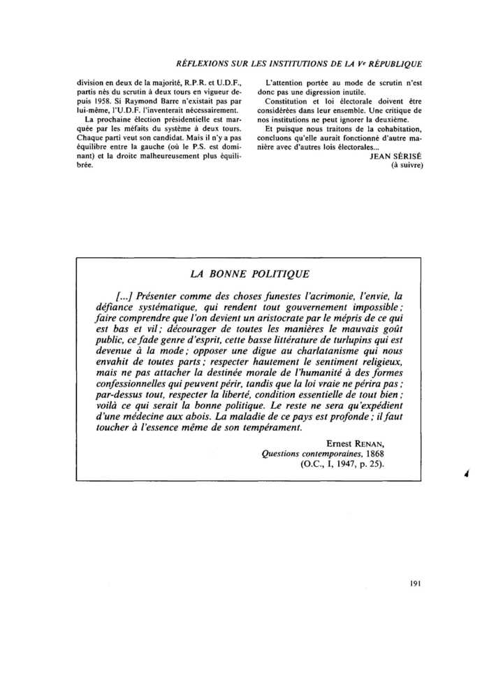 LA BONNE POLITIQUE
 – page 1