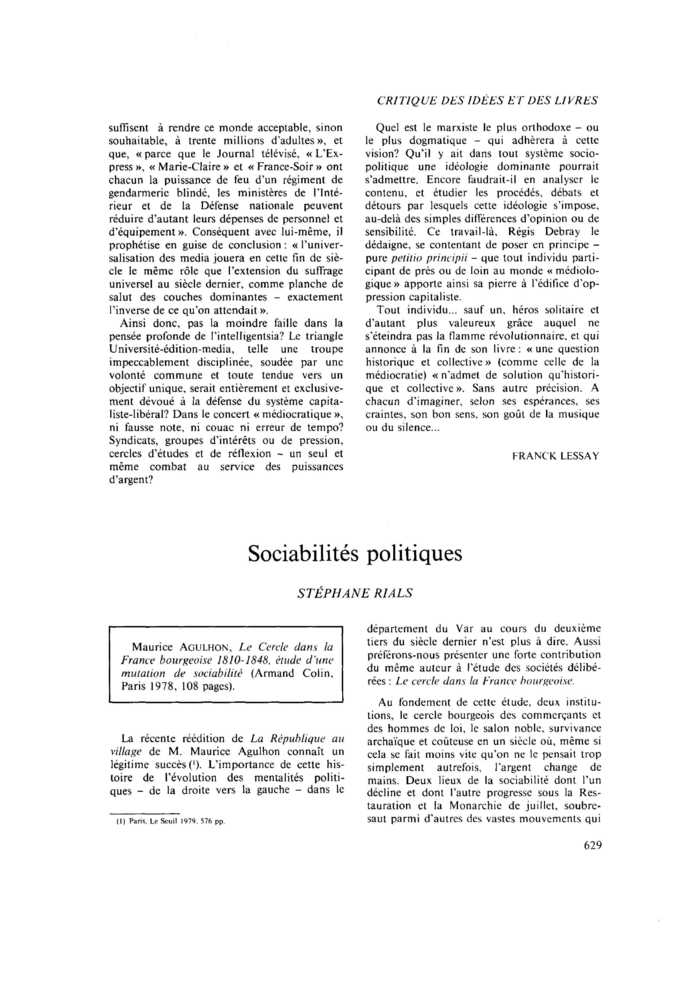 Sociabilités politiques
 – page 1