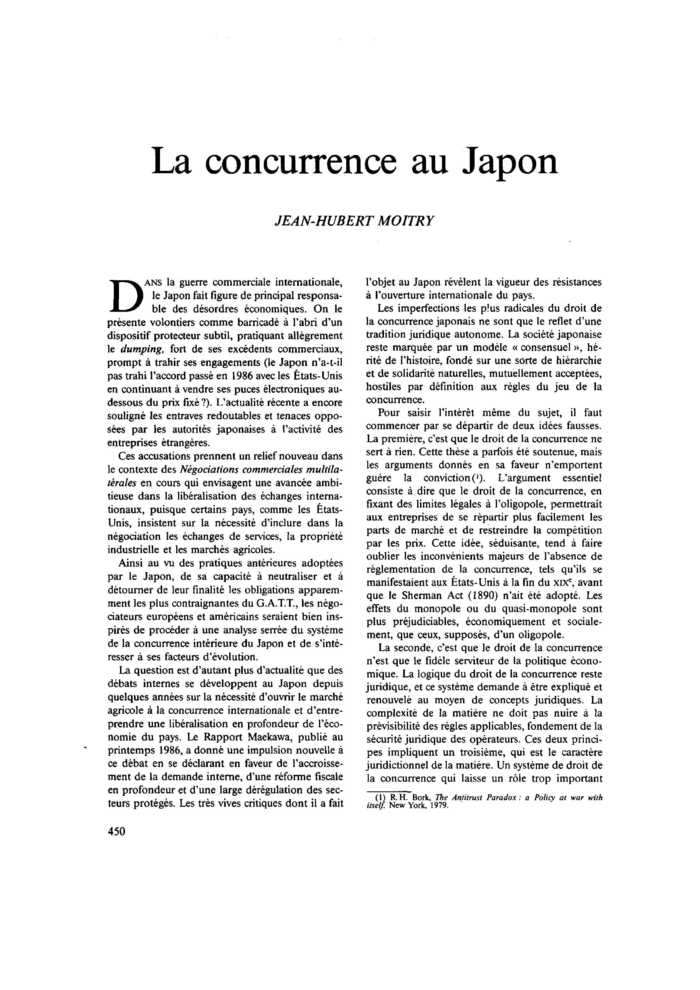 La concurrence au Japon
 – page 1