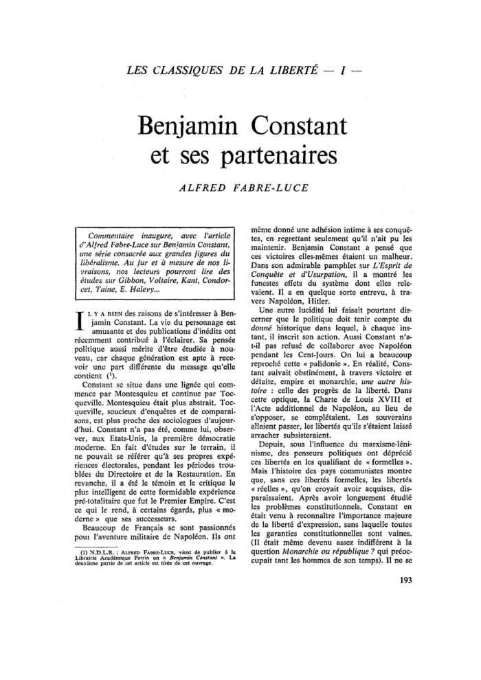 Benjamin Constant et ses partenaires
 – page 1