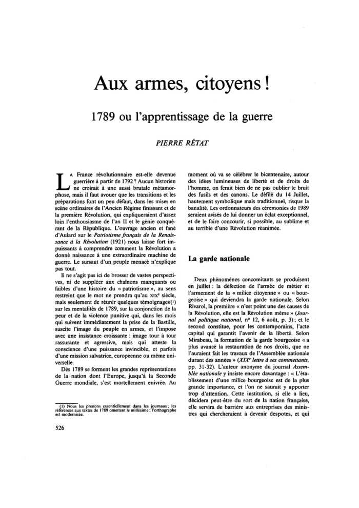 Aux armes, citoyens ! 1789 ou l’apprentissage de la guerre
 – page 1