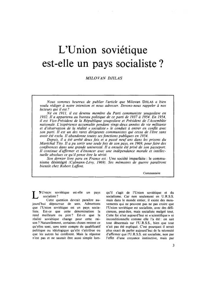 L’Union soviétique est-elle un pays socialiste ?
 – page 1