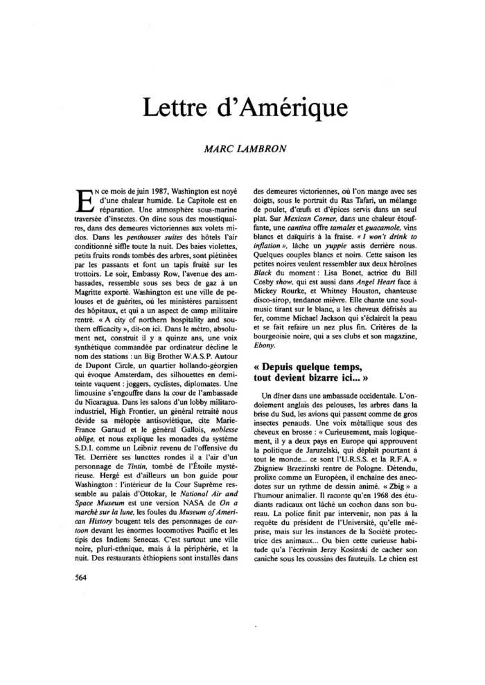 Lettre d’Amérique
 – page 1