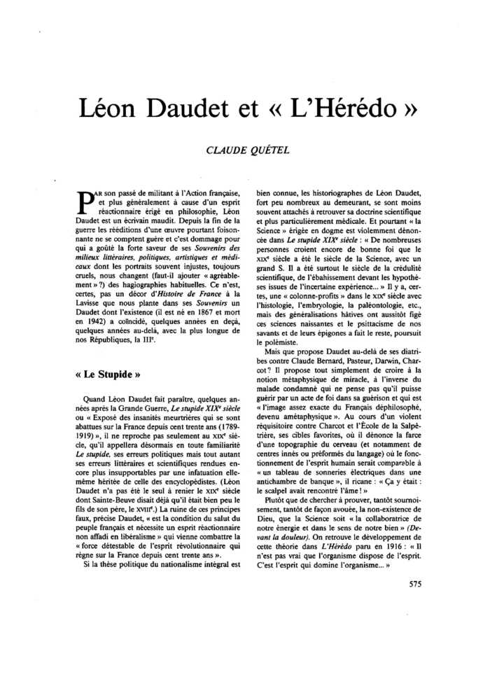Léon Daudet et « L’Hérédo »
 – page 1