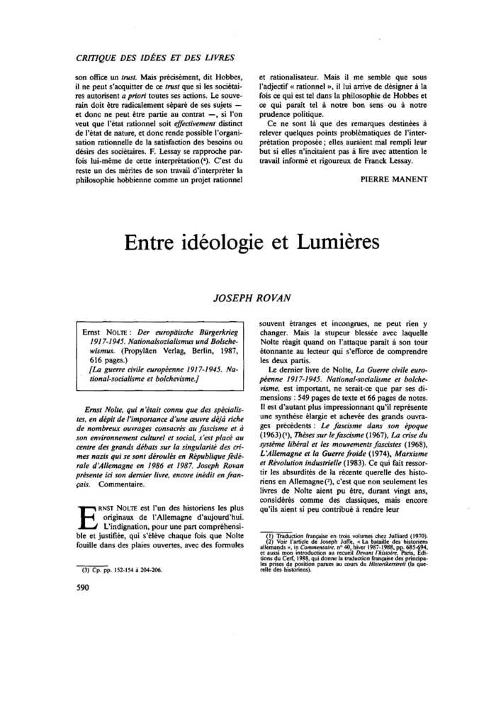 Entre idéologie et Lumières
 – page 1