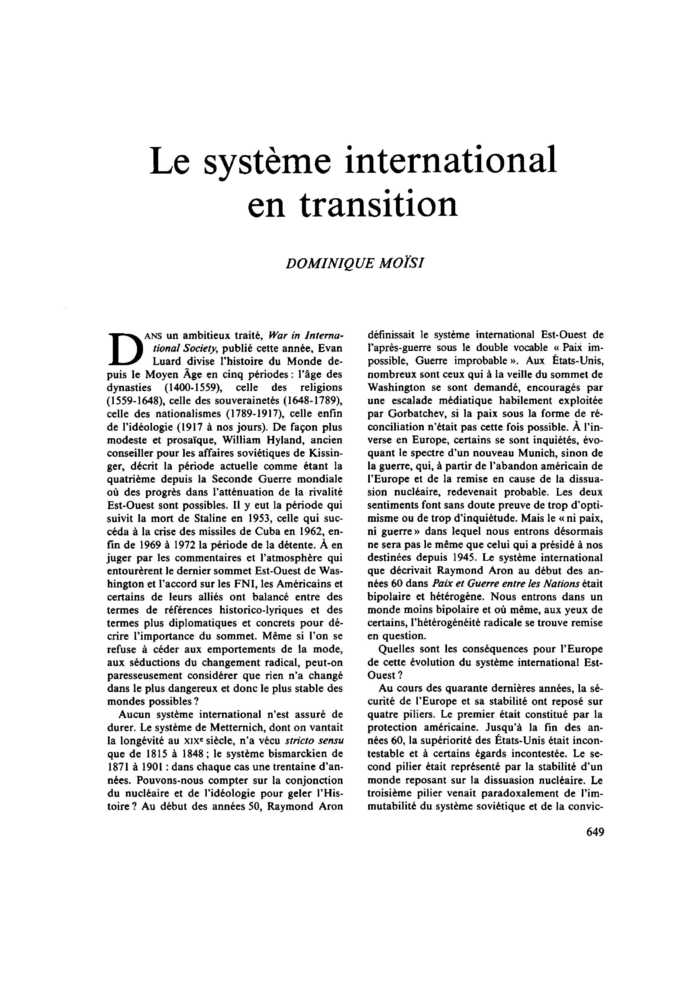 Le système international en transition
 – page 1