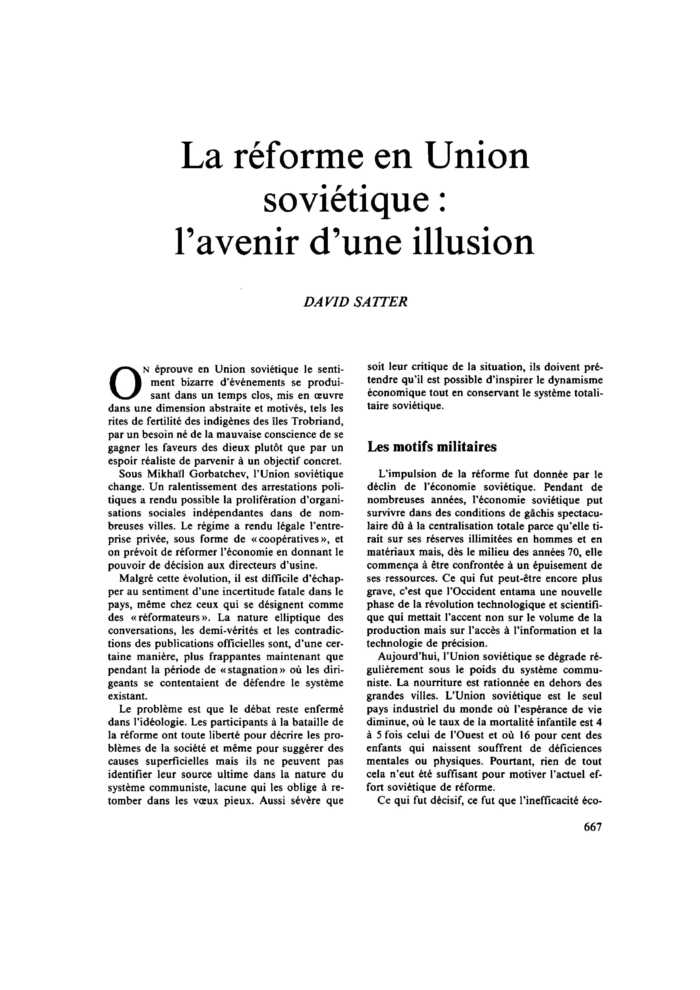 La réforme en Union soviétique : l’avenir d’une illusion
 – page 1