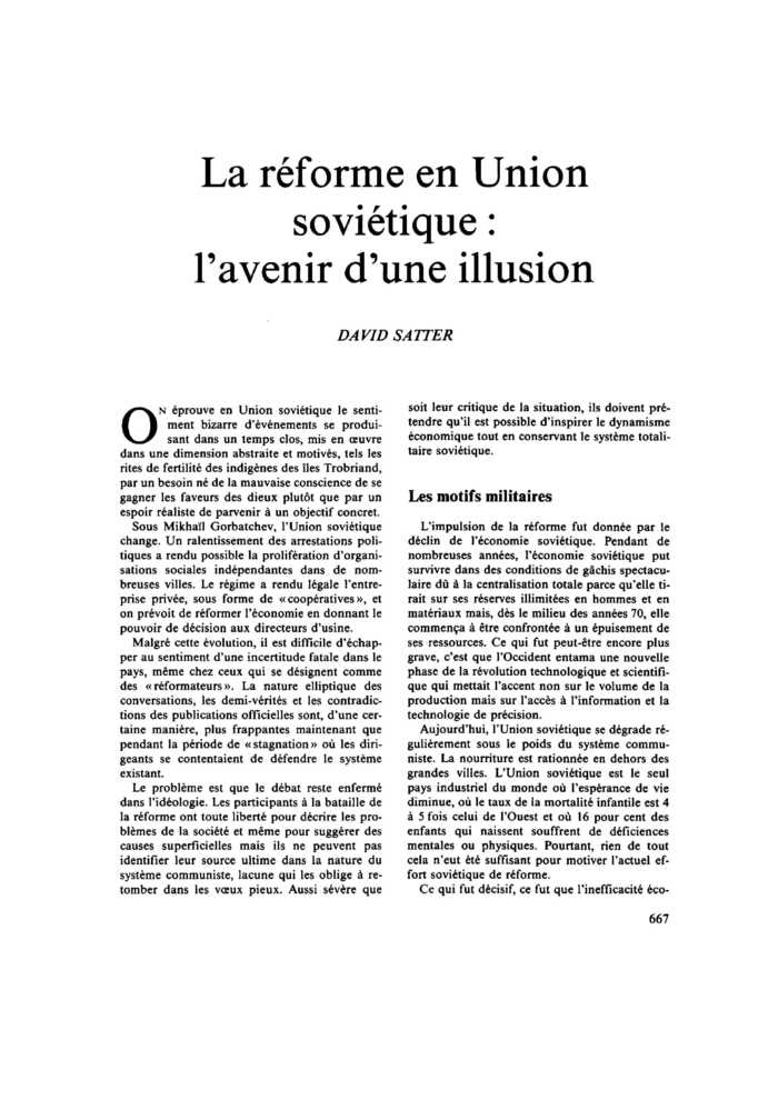 La réforme en Union soviétique : l’avenir d’une illusion
 – page 1