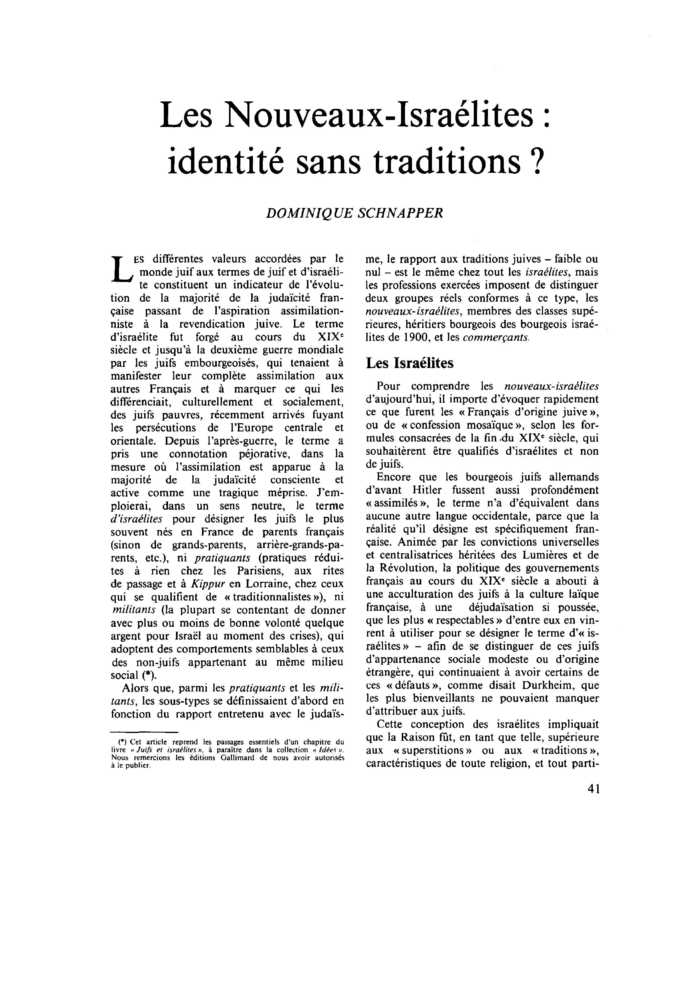 Les Nouveaux-Israélites : identité sans traditions ?
 – page 1