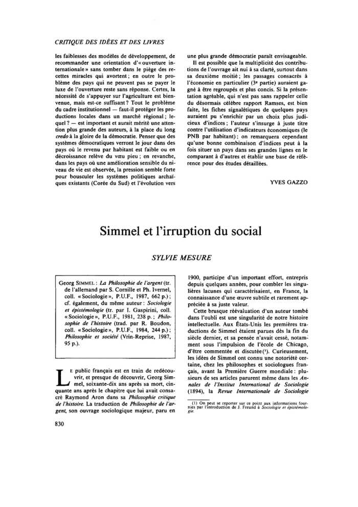 Simmel et l’irruption du social
 – page 1