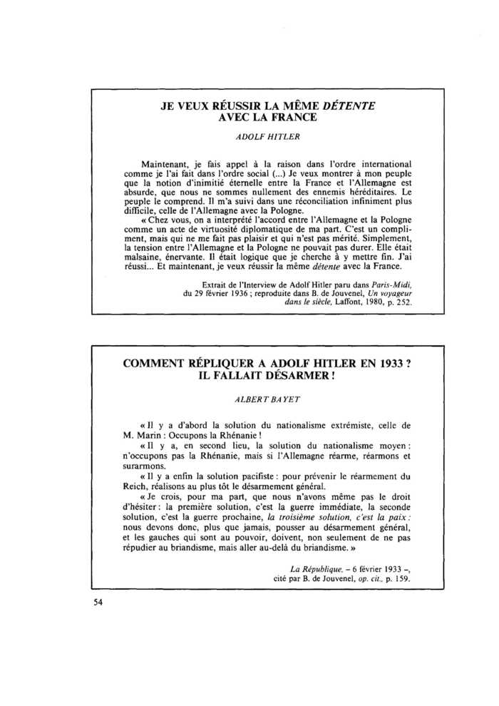 COMMENT RÉPLIQUER À ADOLF HITLER EN 1933 ? IL FALLAIT DÉSARMER !
 – page 1