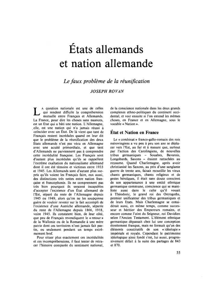 États allemands et nation allemande. Le faux problème de réunification
 – page 1