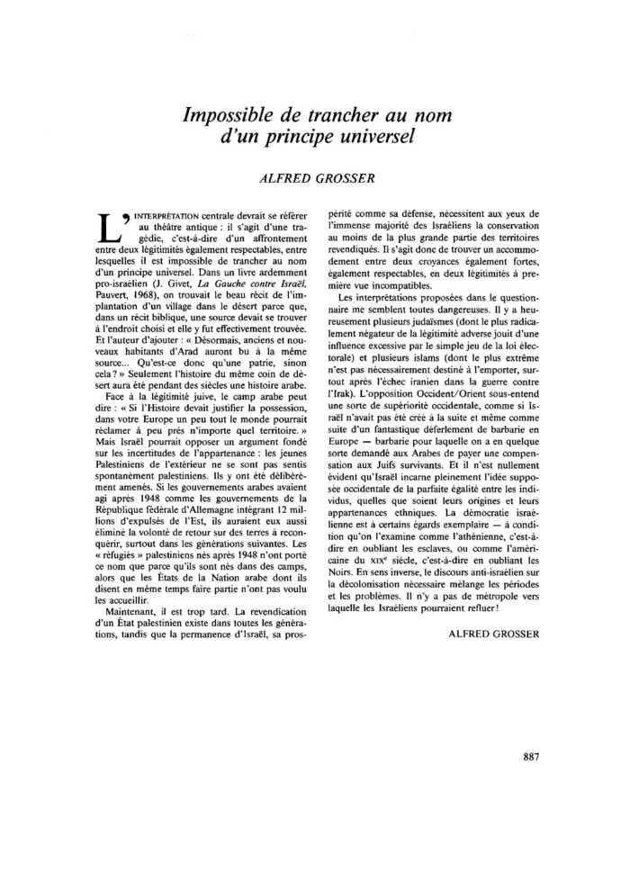 Impossible de trancher au nom d’un principe universel
 – page 1
