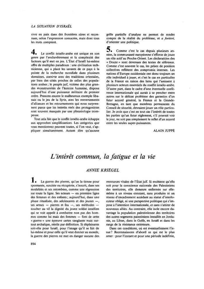 L’intérêt commun, la fatigue et la vie
 – page 1