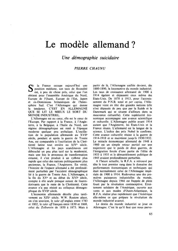 Le modèle allemand ? Une démographie suicidaire
 – page 1