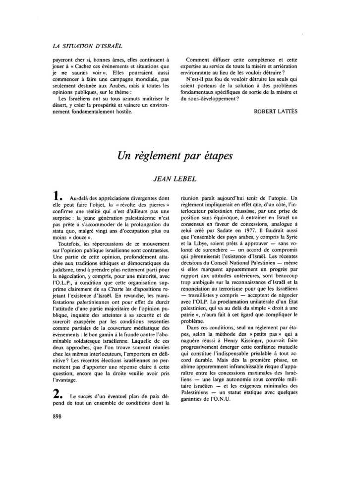 Un règlement par étapes
 – page 1