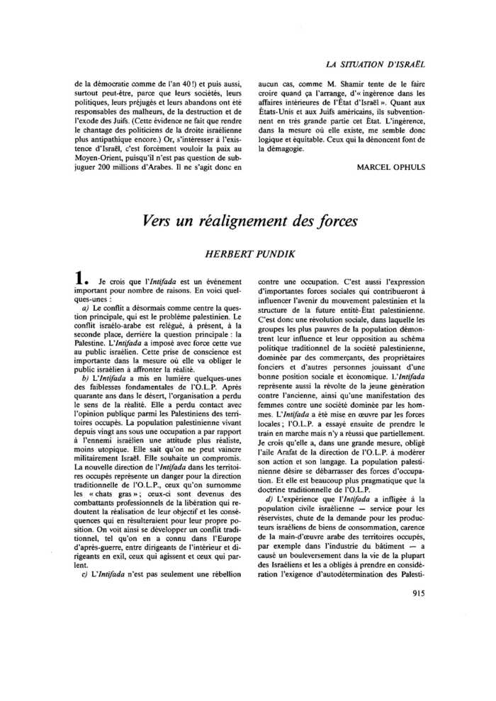 Vers un réalignement des forces
 – page 1
