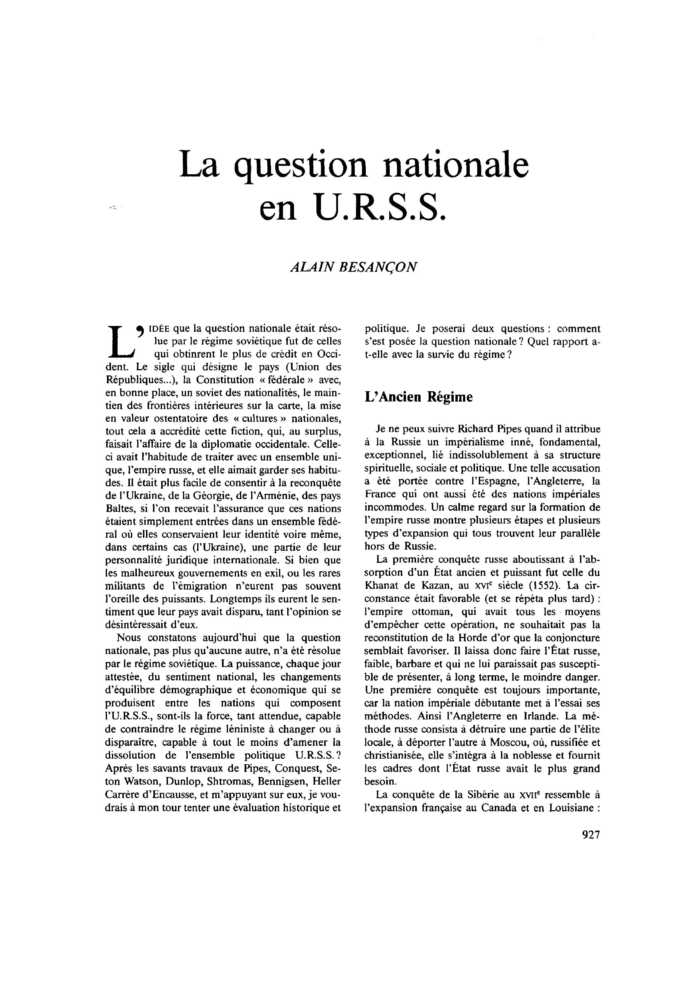 La question nationale en U.R.S.S.
 – page 1