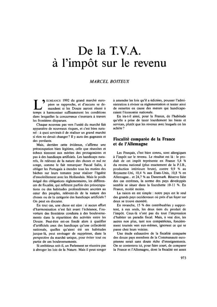 De la T.V.A. à l’impôt sur le revenu
 – page 1