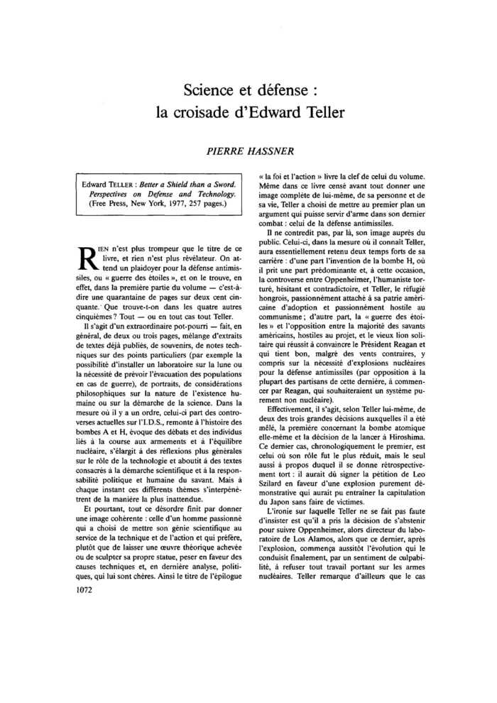 Science et défense : la croisade d’Edward Teller
 – page 1
