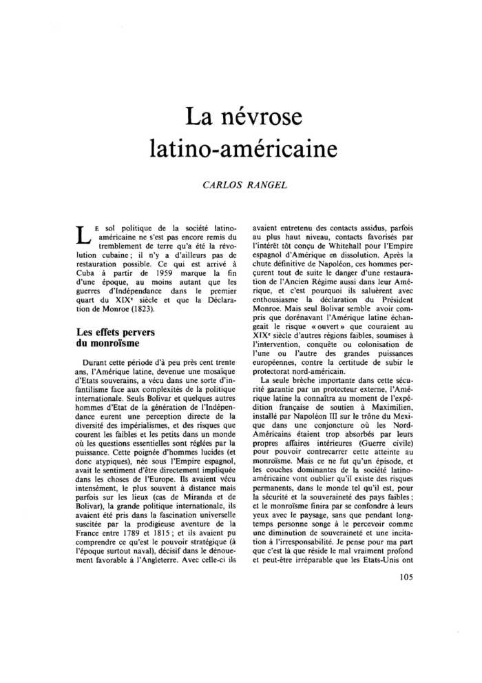 La névrose latino-américaine
 – page 1