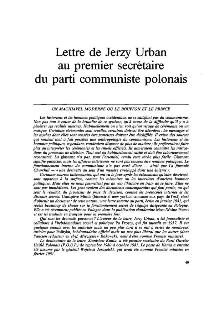 Un Machiavel moderne ou le bouffon et le prince
 – page 1