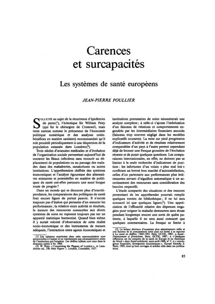 Carences et surcapacités. Les systèmes de santé européens
 – page 1