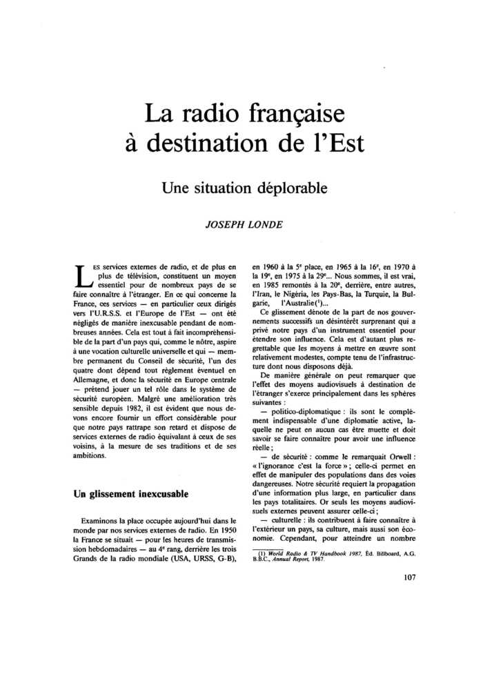 La radio française à destination de l’Est. Une situation déplorable
 – page 1