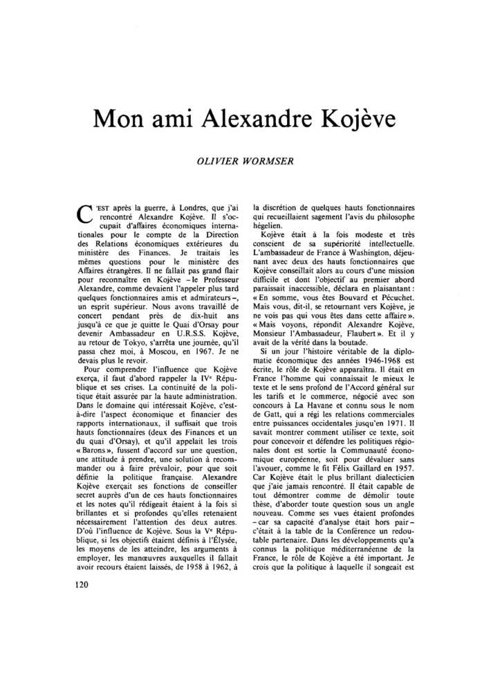 Mon ami Alexandre Kojève
 – page 1