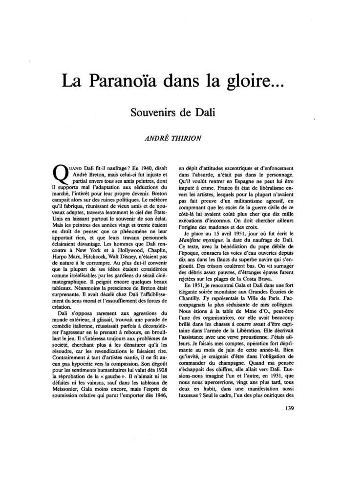La paranoïa dans la gloire
 – page 1
