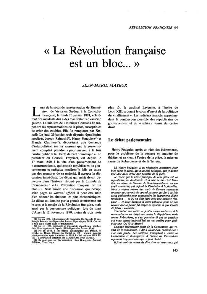 « La Révolution française est un bloc… »
 – page 1