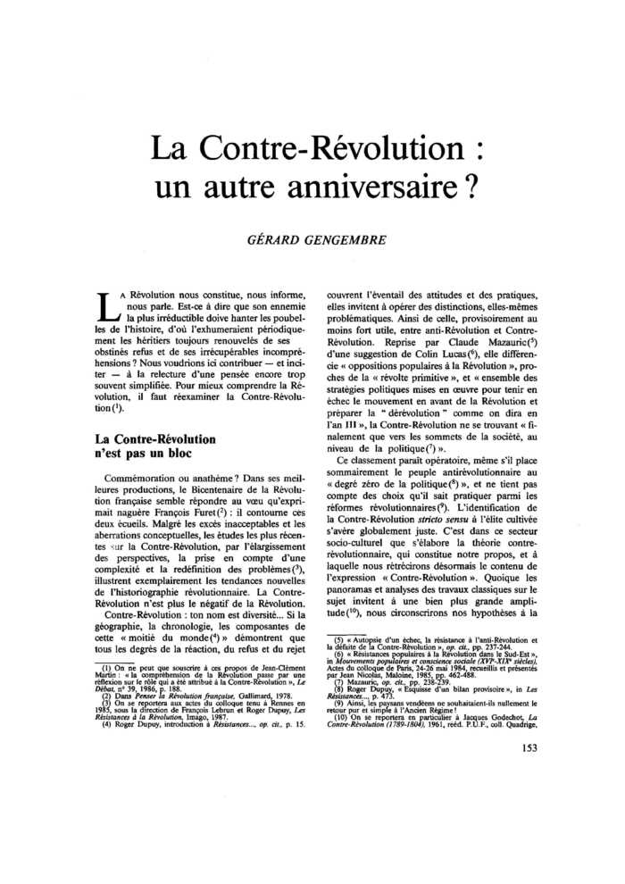 La Contre-Révolution : un autre anniversaire ?
 – page 1