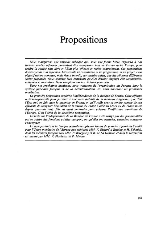 I. Pour l’indépendance de la Banque de France
 – page 1