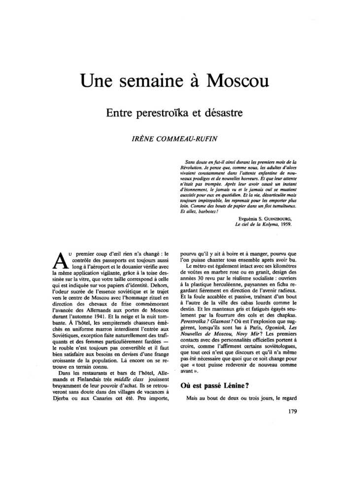 Une semaine à Moscou. Entre perestroïka et désastre
 – page 1