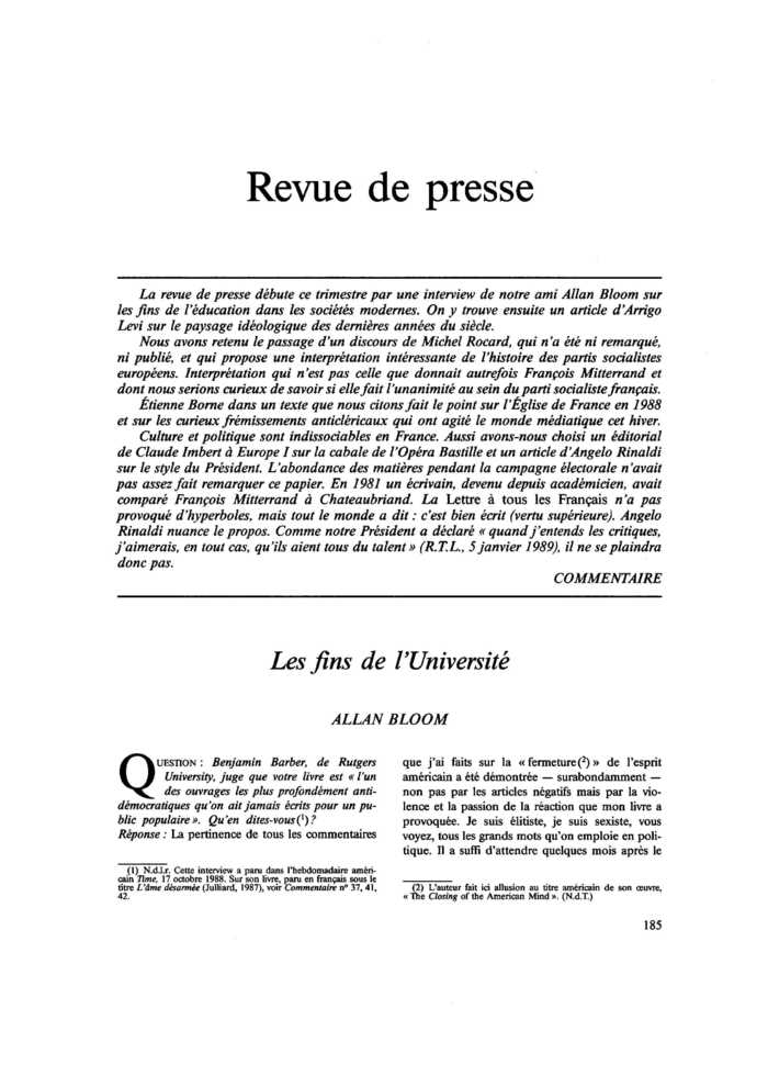 Revue de presse
 – page 1