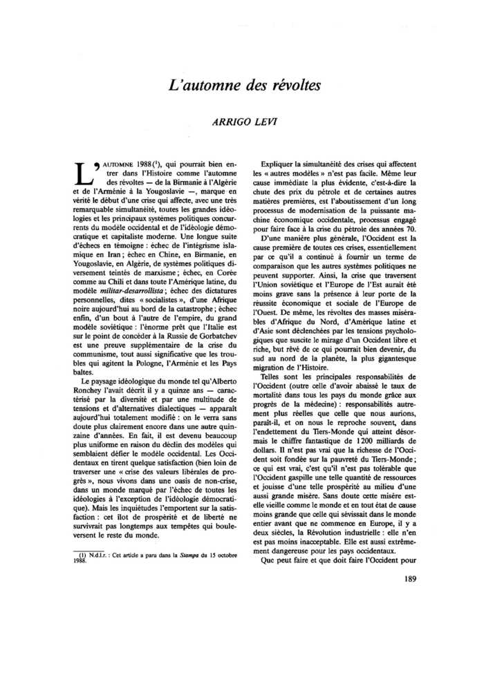 L’automne des révoltes
 – page 1