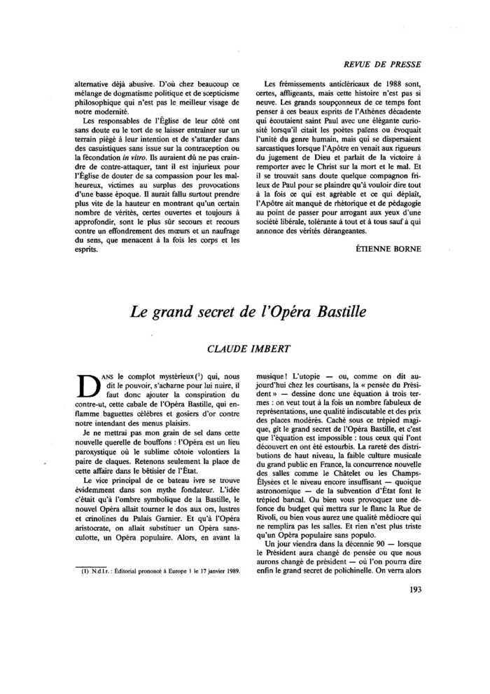 Le grand secret de l’Opéra Bastille
 – page 1