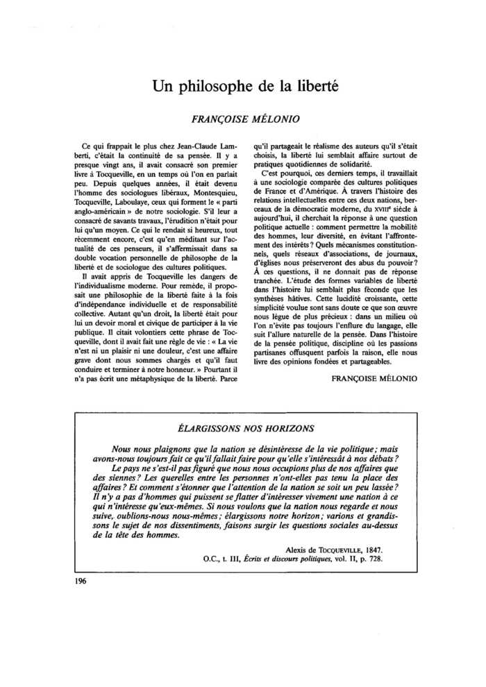 Un philosophe de la liberté
 – page 1