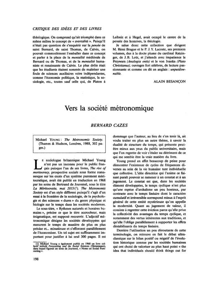 Vers la société métronomique
 – page 1