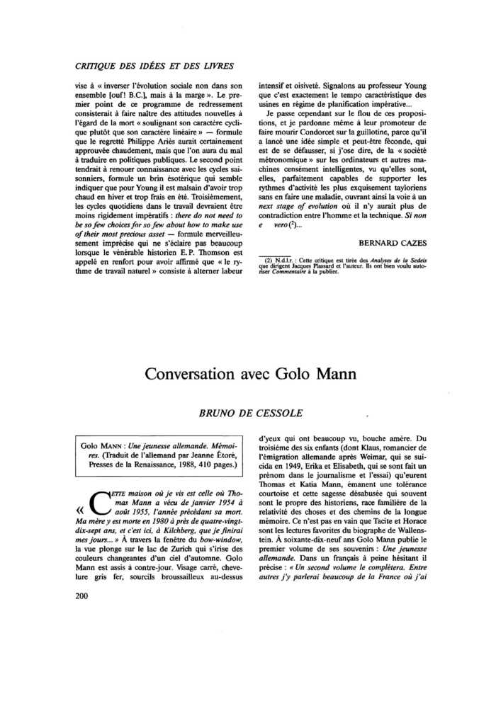 Conversation avec Golo Mann
 – page 1