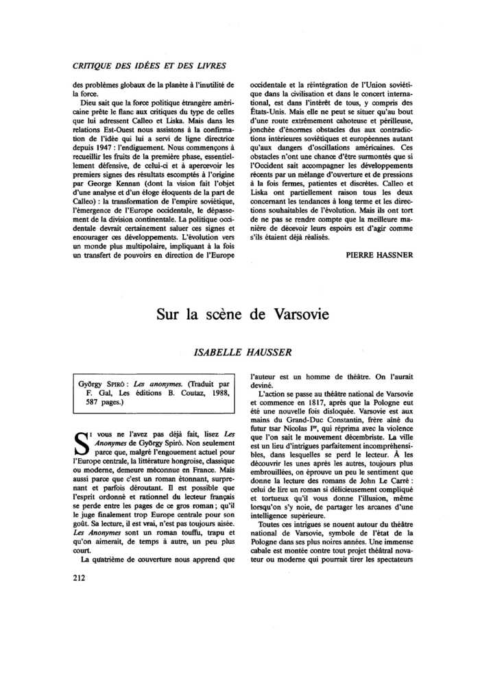 Sur la scène de Varsovie
 – page 1