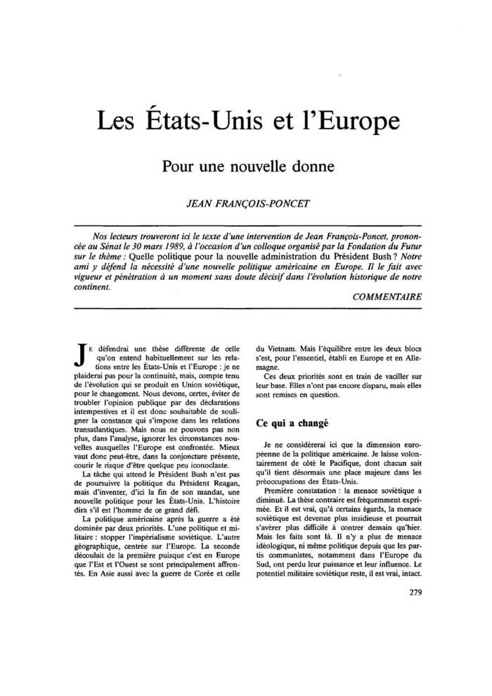 Les États-Unis et l’Europe. Pour une nouvelle donne
 – page 1